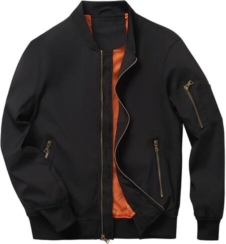 HOOD CREW Men’s Bomber Jacket Lightweight Casual Stylish Spring Fall Windbreaker Zip Up Outwear Coat with Pockets in Saudi Arabia