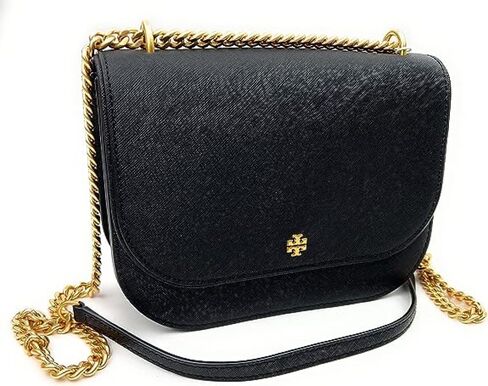 Tory Burch 147214 Emerson Black With Gold Hardware Leather Women's Adjustable Shoulder Bag in Saudi Arabia