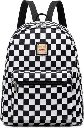 حقيبة ظهر صغيرة من Cusangel للنساء والفتيات، وحقيبة ظهر عباد الشمس وحقيبة ظهر بنقش مربعات باللونين الأسود والأبيض in Kuwait