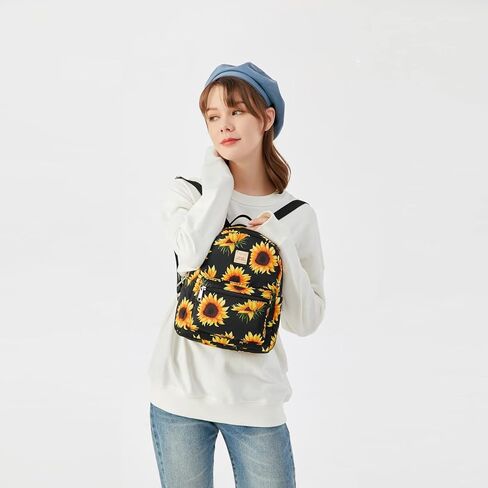 حقيبة ظهر صغيرة من Cusangel للنساء والفتيات، وحقيبة ظهر عباد الشمس وحقيبة ظهر بنقش مربعات باللونين الأسود والأبيض in Kuwait