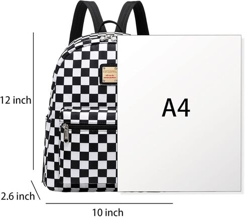 حقيبة ظهر صغيرة من Cusangel للنساء والفتيات، وحقيبة ظهر عباد الشمس وحقيبة ظهر بنقش مربعات باللونين الأسود والأبيض in Kuwait