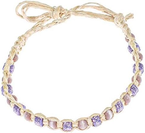 BlueRica Hemp Anklet Bracelet with Glitter Beads in Saudi Arabia