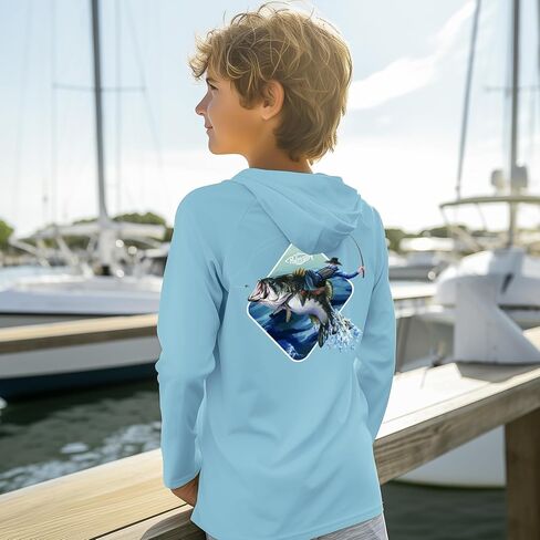 Palmyth Boys Fishing Shirt Youth Hoodie UPF 50+ Sun Protection Long Sleeve in Saudi Arabia