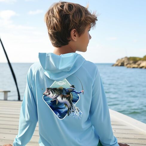 Palmyth Boys Fishing Shirt Youth Hoodie UPF 50+ Sun Protection Long Sleeve in Saudi Arabia