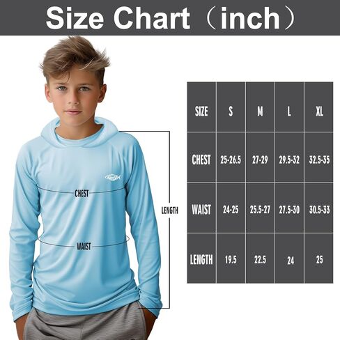Palmyth Boys Fishing Shirt Youth Hoodie UPF 50+ Sun Protection Long Sleeve in Saudi Arabia