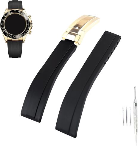 20mm Rubber Watch Band replacement for Rolex Daytona Submariner Yacht-Master GMT-Master Sea Dweller Air-King Datejust Day-Date Explorer Deployment Buckle Silicone Strap Wirstband accessories for Men and Women in Saudi Arabia