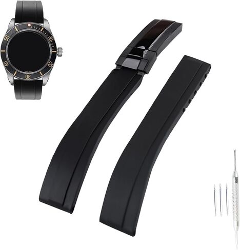 20mm Rubber Watch Band replacement for Rolex Daytona Submariner Yacht-Master GMT-Master Sea Dweller Air-King Datejust Day-Date Explorer Deployment Buckle Silicone Strap Wirstband accessories for Men and Women in Saudi Arabia
