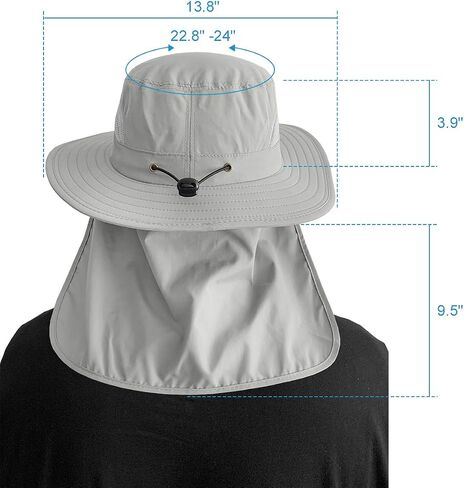IYEBRAO 2 Pack رجالي للحماية من الأشعة فوق البنفسجية قبعة الشمس مع غطاء للرقبة صيفي قابل للطي شبكي قبعة Boonie لصيد الأسماك والتنزه في الحديقة والعمل in Kuwait