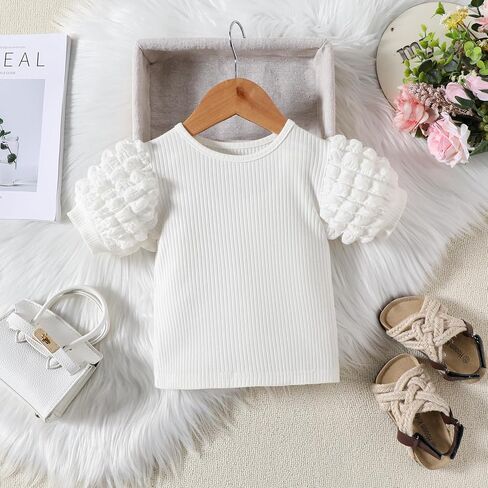 AMMENGBEI طفل صغير فتاة ملابس الصيف نفخة قصيرة الأكمام بلايز منقوشة تنورة Skort مجموعة الاطفال 2 قطعة ملابس الموضة in Kuwait