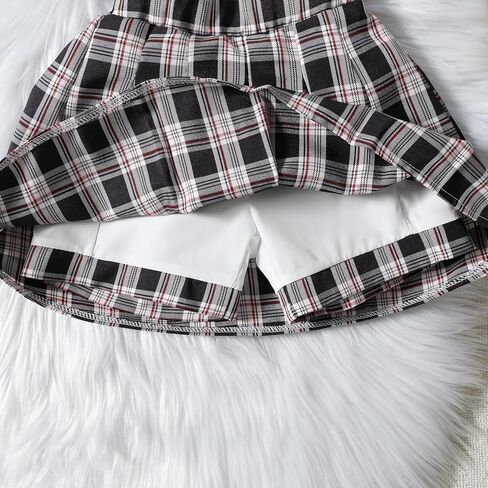 AMMENGBEI طفل صغير فتاة ملابس الصيف نفخة قصيرة الأكمام بلايز منقوشة تنورة Skort مجموعة الاطفال 2 قطعة ملابس الموضة in Kuwait