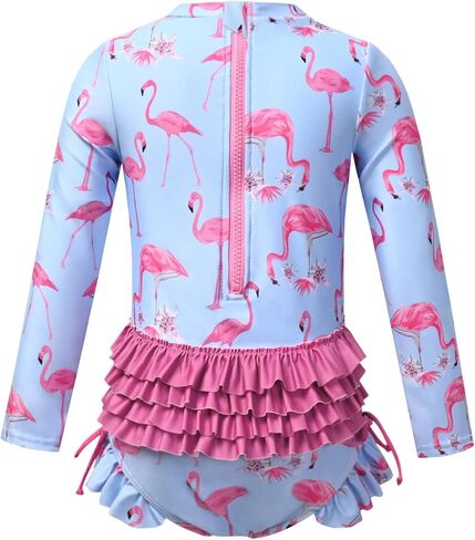 QPANCY الفتيات قطعة واحدة طفح الحرس ملابس الاطفال سحاب أكمام طويلة ملابس السباحة الصيف الشاطئ لباس سباحة UPF 50 + الحماية من الشمس in Kuwait