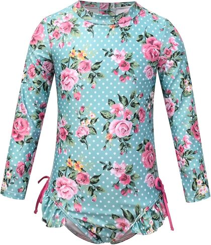 QPANCY Girls One Piece Rash Guard Swimwear Kids Long Sleeve Zipper Swimsuit Summer Beach Bathing Suits UPF 50+ Sun Protection in Saudi Arabia