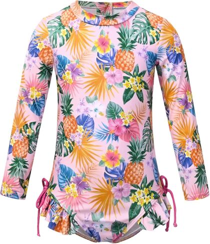 QPANCY Girls One Piece Rash Guard Swimwear Kids Long Sleeve Zipper Swimsuit Summer Beach Bathing Suits UPF 50+ Sun Protection in Saudi Arabia