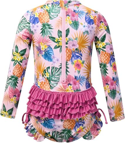 QPANCY Girls One Piece Rash Guard Swimwear Kids Long Sleeve Zipper Swimsuit Summer Beach Bathing Suits UPF 50+ Sun Protection in Saudi Arabia