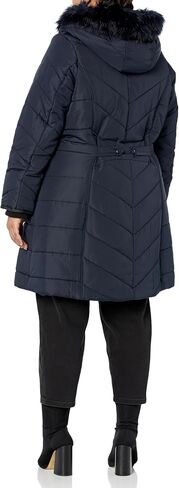 Avenue Women's Plus Size Coat Chev Puffer Long Fr Hood in Saudi Arabia