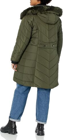 Avenue Women's Plus Size Coat Chev Puffer Long Fr Hood in Saudi Arabia