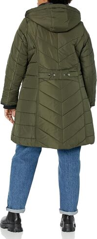 Avenue Women's Plus Size Coat Chev Puffer Long Fr Hood in Saudi Arabia