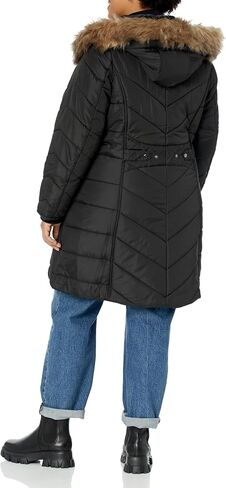 Avenue Women's Plus Size Coat Chev Puffer Long Fr Hood in Saudi Arabia