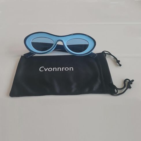 نظارة شمسية Cvonnron Retro ضيقة عين القطة للنساء فريدة من نوعها مقعرة بيضاوية بإطار ذو لونين نظارات كلاوت كلاسيكية in Saudi Arabia