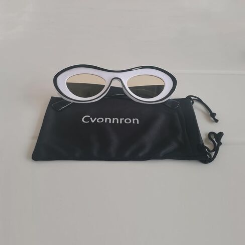 نظارة شمسية Cvonnron Retro ضيقة عين القطة للنساء فريدة من نوعها مقعرة بيضاوية بإطار ذو لونين نظارات كلاوت كلاسيكية in Saudi Arabia