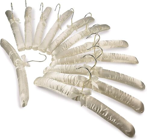 شماعات قماش الملابس المبطنة من FLORIDA BRANDS للنساء - عاجي، مجموعة من 12 شماعة معطف فاخرة للخزانة، شماعة العروس لفستان الزفاف، شماعات سترة in Kuwait