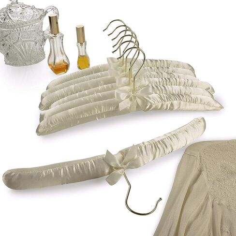 شماعات قماش الملابس المبطنة من FLORIDA BRANDS للنساء - عاجي، مجموعة من 12 شماعة معطف فاخرة للخزانة، شماعة العروس لفستان الزفاف، شماعات سترة in Kuwait