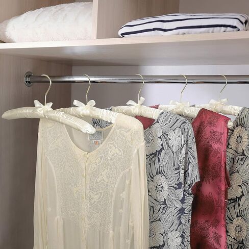 شماعات قماش الملابس المبطنة من FLORIDA BRANDS للنساء - عاجي، مجموعة من 12 شماعة معطف فاخرة للخزانة، شماعة العروس لفستان الزفاف، شماعات سترة in Kuwait