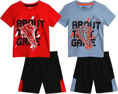 مجموعة شورتات رياضية للأولاد من Pro Athlete - تي شيرت أداء مكون من 4 قطع وشورتات رياضية - مجموعة ملابس رياضية صيفية للأولاد (2T-7) in Kuwait