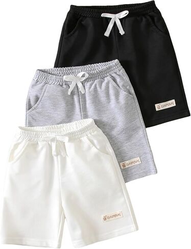SOLY HUX Toddler Boy's 3 Piece Bow Front Track Shorts High Elastic Waist Summer Casual Shorts with Pockets in Saudi Arabia
