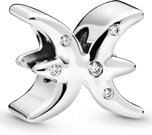 Pandora Sparkling Pisces Zodiac Charm - Compatible Moments Bracelets - Jewelry for Women - Gift for Women in Your Life - Made with Sterling Silver & Cubic Zirconia, With Gift Box in Saudi Arabia