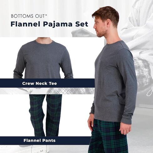 Bottoms Out Men's Pajama Set, Long Sleeve Cotton Top and Flannel Comfy Pants, Cozy in Kuwait