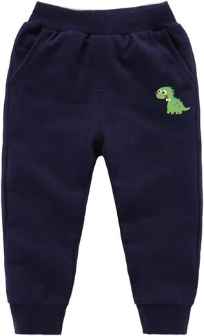 Azalquat Toddler Boys Cotton Pull-On Sweat Pants, Cartoon Print Jog Sweatpants 2-Pack in Saudi Arabia