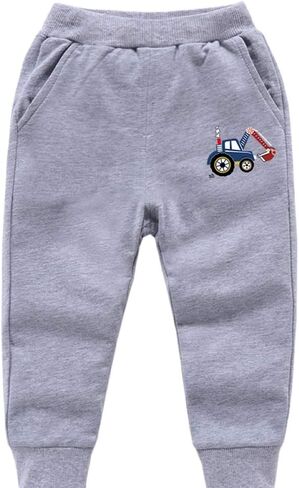 Azalquat Toddler Boys Cotton Pull-On Sweat Pants, Cartoon Print Jog Sweatpants 2-Pack in Saudi Arabia
