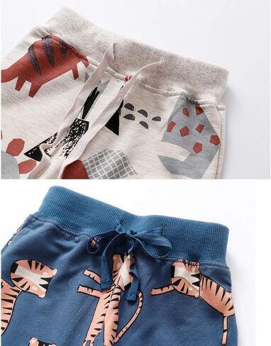 Azalquat Toddler Boys Cotton Pull-On Sweat Pants, Cartoon Print Jog Sweatpants 2-Pack in Saudi Arabia