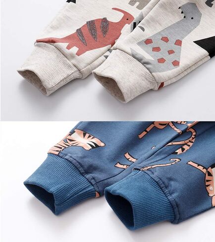 Azalquat Toddler Boys Cotton Pull-On Sweat Pants, Cartoon Print Jog Sweatpants 2-Pack in Saudi Arabia