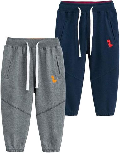 Azalquat Toddler Boys Cotton Pull-On Sweat Pants, Cartoon Print Jog Sweatpants 2-Pack in Saudi Arabia