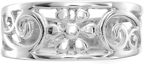Solid 14k White Gold Floral Flower Adjustable One Size Fits All Toe Ring (3 to 6 mm) in Saudi Arabia