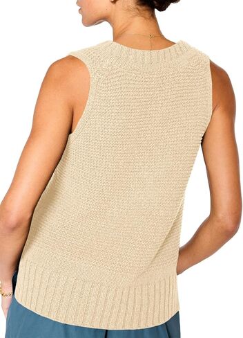 Saodimallsu Womens V Neck Sleeveless Tank Tops Knit Lightweight Cool Sweater Vest Side Split Casual Tunic Cami Shirts in Kuwait