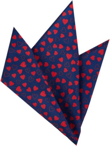 Jacob Alexander Men's Happy Valentine's Day Mini Red Hearts Pattern Pocket Square - Dark Blue in Saudi Arabia