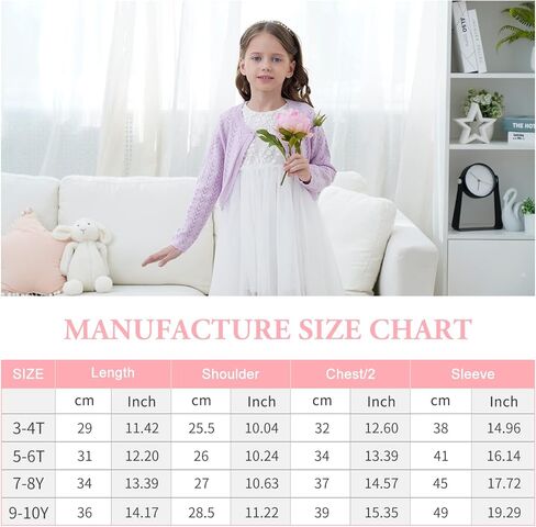 Girls Open Front Crochet Knit Bolero Shrug Kids Long Sleeve Button Down Cropped Cardigan Sweater Cute Warm Knitwear for Dress in Saudi Arabia