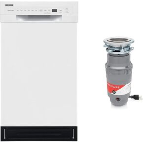 Bundle of Frigidaire 18 in. ADA Compact Front Control Dishwasher in Black + Frigidaire 1/2 HP Corded Garbage Disposal for Kitchen Sinks