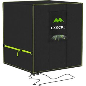 LXKCKJ Air Conditioner Cover for Outside Units - 420D Waterproof Air Conditioner Protection Covers for Window Unit - Winter AC Covers Fits AC Condensing HVAC Unit(Black&Green-24''LX24''WX30''H)
