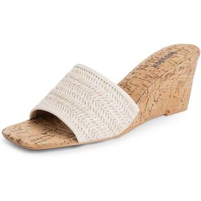 Easyfox Wedge Sandals for Women Open Toe Wedge Heels Womens High Heel Sandal Square Toe Heeled Wedge Sandals Wood Grain Slip on Wedge Mules in Kuwait