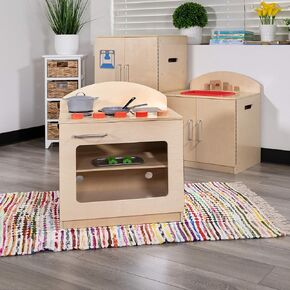 Flash Furniture Children's Wooden Toy Kitchen Set with Pretend Stove, Sink, and Refrigerator, 3-Piece Interactive Kids Playset for Educational Play in Kuwait