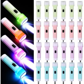 24 Pcs Mini Flashlight with Rope Bulk Assorted Colors Portable LED Flashlight Lightweight Handheld Flashlight Small Flashlights for Home Hiking Camping Party Favors