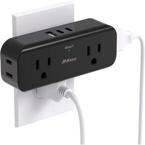 Outlet Extender, 4 Outlet Extension with 1 USB-A 2 USB-C Wall Charger, Multi Plug Outlet Splitter, Electric Wall Outet Expander for Travel, Home, Office, Cruise Dorm Essentials