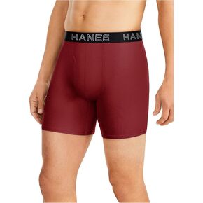 Hanes Total Support Pouch Boxer Brief Winter Wine Red/Winter River Teal/Stealth Heather/Black XL