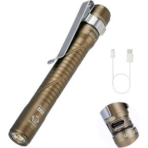 RovyVon Aurora A33 Rechargeable Pen Flashlight, 200 Lumen Cool White Pocket Size Pen Light with USB-C Charging Cable and Pocket Clip, for Dentist Inspection, Work, Emergencies Outdoor (Black)