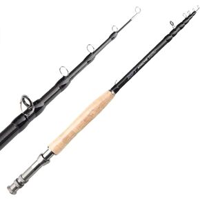RIFT Apache Fly Fishing Rod – 5wt Carbon Fiber Telescopic Fishing Rod – One-Piece Travel Fishing Rod – Fast Action Fly Rod with Aluminum Reel Seat, Stainless Guides, and Folding Hook Keeper – Portable