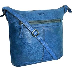 Leather Sling Bag for Women - Washed Leather Crossbody Bag Vintage Travel Shoulder Purse Handbag for Girls